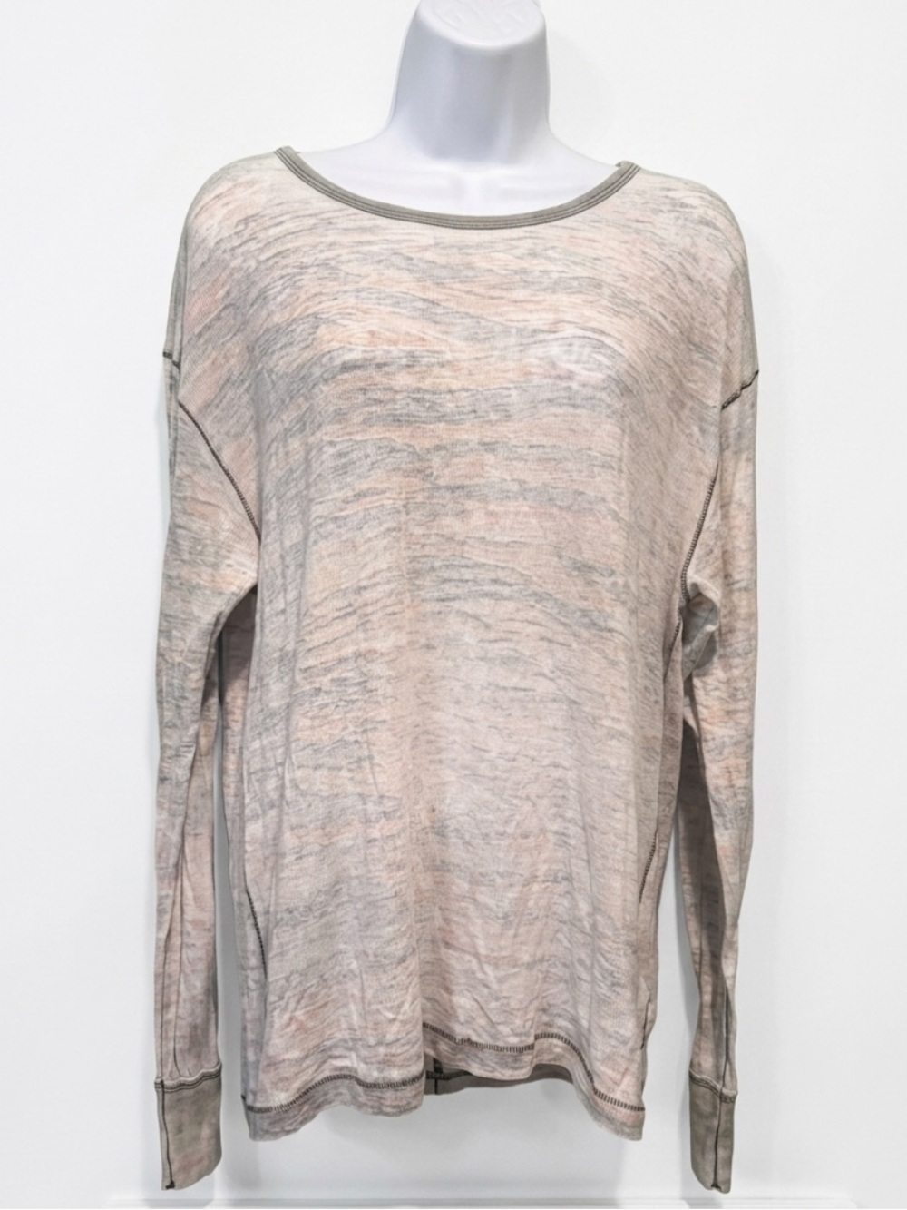 FP  “We The Free” Burnout Long Sleeve T-shirt Heather Multicolor Camo Wash Sz S